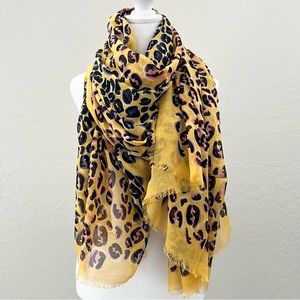 Fendi FF Splash Yellow Modal Silk Maxi Stole Scarf